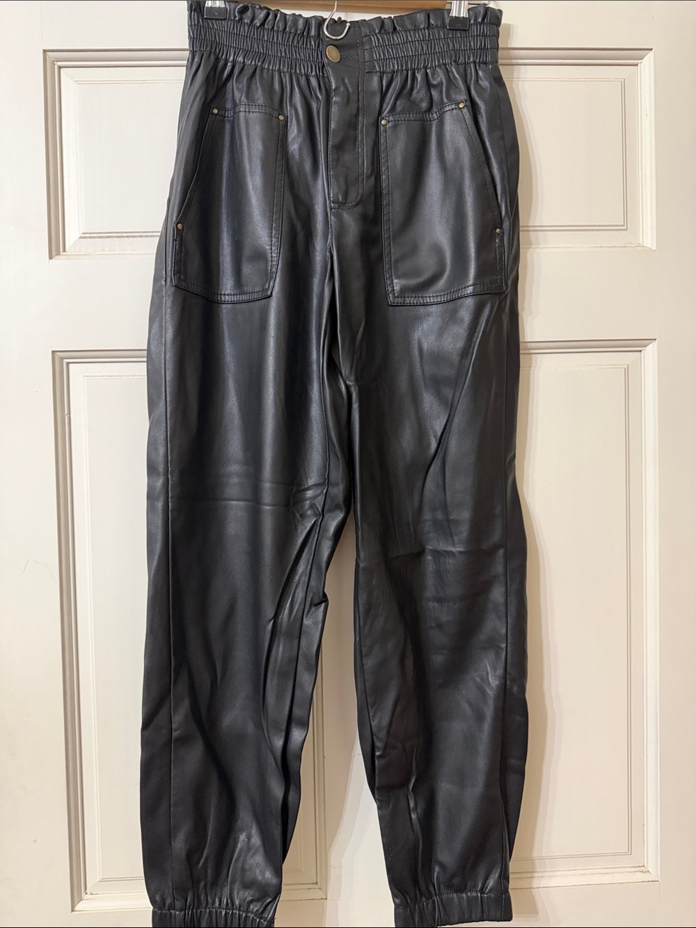 Forever 21 Black Faux Leather Pants with Patch Pockets